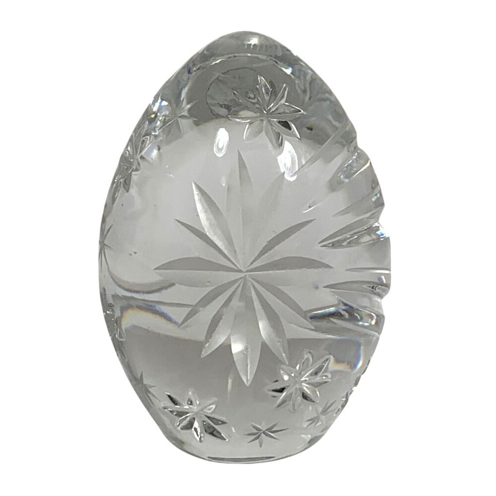 Y2K Handmade Sullivans 24% PBO Polish Crystal Egg Paperweight Starburst Design